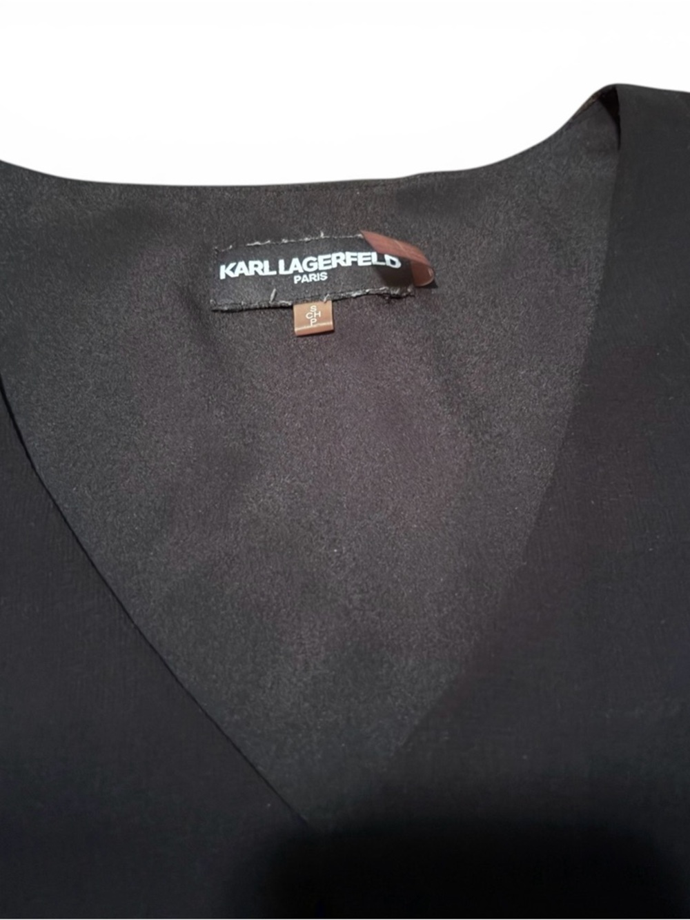 Karl Lagerfeld Black V-Neck Shell - Picture 3 of 5